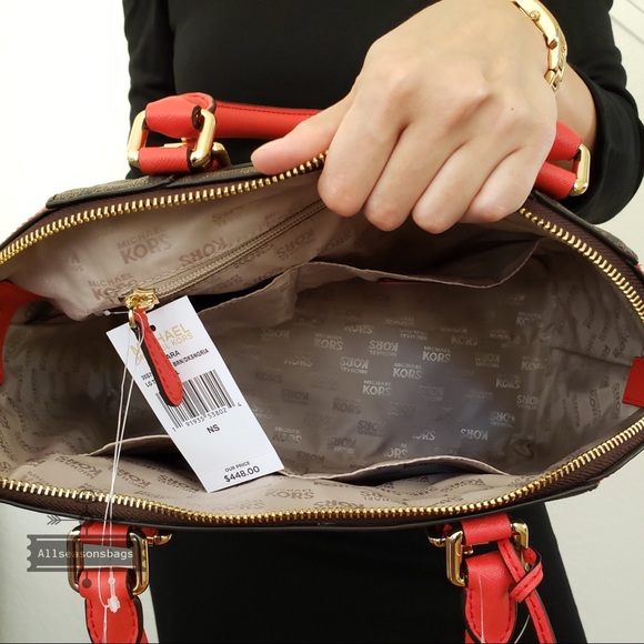 NWT MICHAEL KORS CIARA LARGE SATCHEL SANGRIA BROWN - Picture 5 of 8